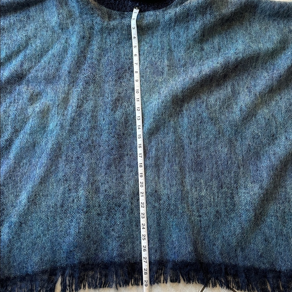 GUILAUME DE MONS Retro Bohemian Blue Wool Blend Poncho Sz OS - Picture 7 of 7